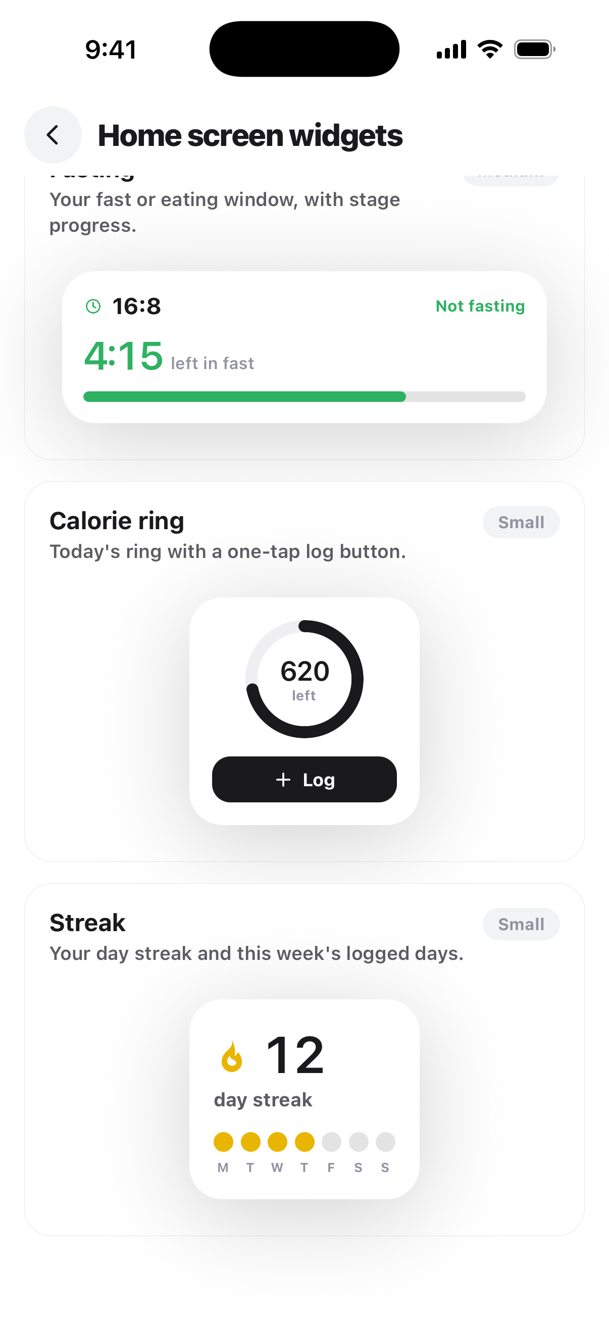 Streak widget
