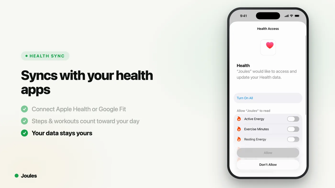 Joules syncing with Apple Health and Google Fit